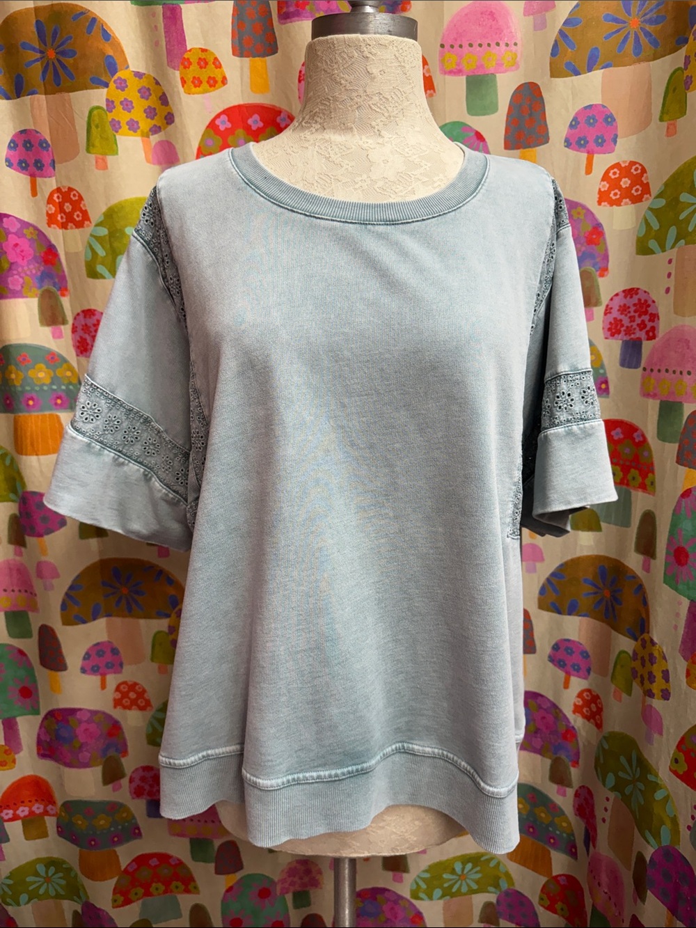 Jane + Delancey S/S Lace-Trim Pullover Top XL.